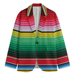 Colorful Mexican Serape Stripe Print Men's Blazer