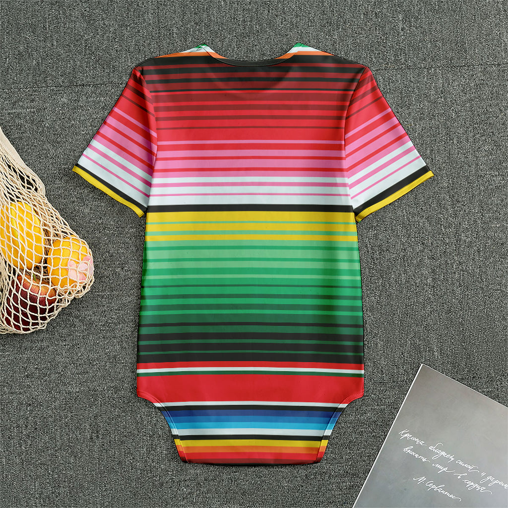 Colorful Mexican Serape Stripe Print Men's Bodysuit