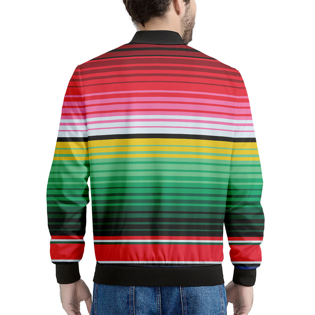 Colorful Mexican Serape Stripe Print Men's Bomber Jacket