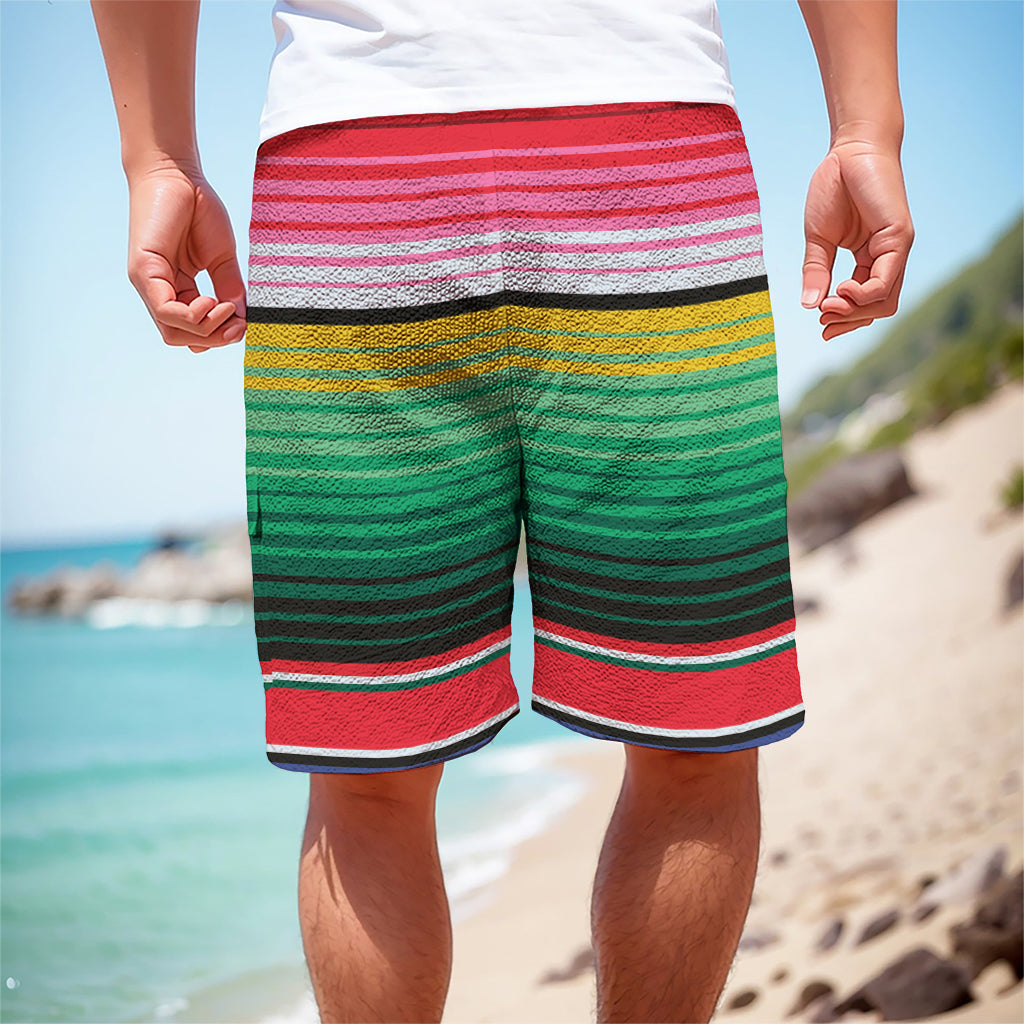 Colorful Mexican Serape Stripe Print Men's Cargo Shorts