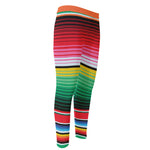 Colorful Mexican Serape Stripe Print Men's Compression Pants