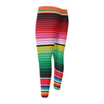 Colorful Mexican Serape Stripe Print Men's Compression Pants