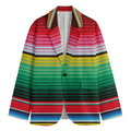 Colorful Mexican Serape Stripe Print Men's Cotton Blazer