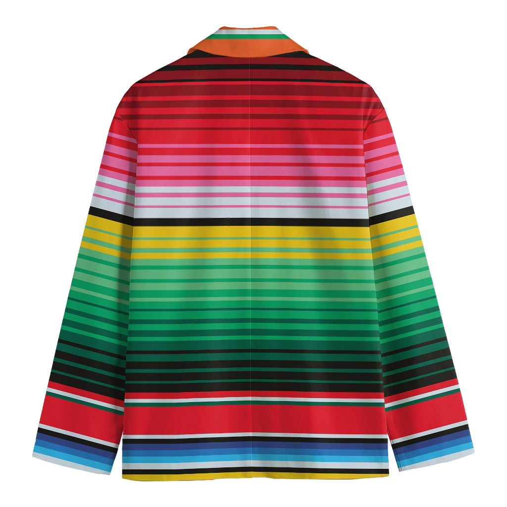 Colorful Mexican Serape Stripe Print Men's Cotton Blazer