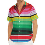 Colorful Mexican Serape Stripe Print Men's Deep V-Neck Shirt