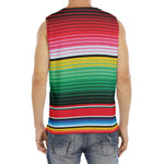 Colorful Mexican Serape Stripe Print Men's Fitness Tank Top