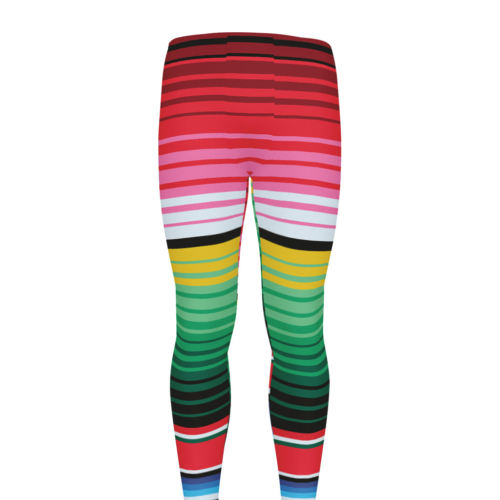 Colorful Mexican Serape Stripe Print Men's leggings