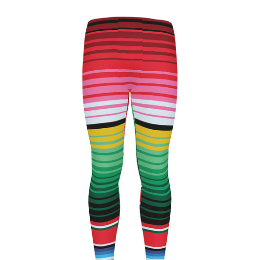 Colorful Mexican Serape Stripe Print Men's leggings