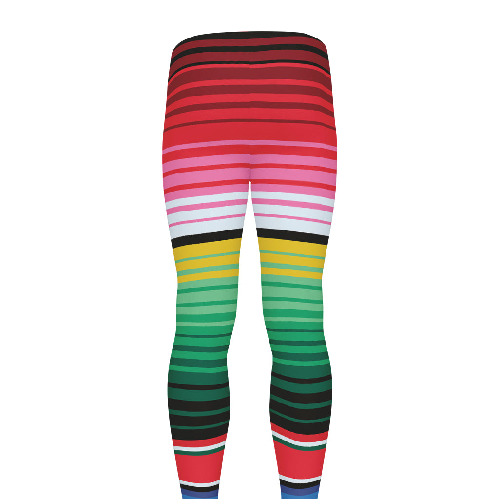 Colorful Mexican Serape Stripe Print Men's leggings