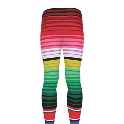 Colorful Mexican Serape Stripe Print Men's leggings