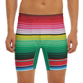 Colorful Mexican Serape Stripe Print Men's Long Boxer Briefs