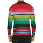 Colorful Mexican Serape Stripe Print Men's Long Sleeve Rash Guard