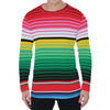 Colorful Mexican Serape Stripe Print Men's Long Sleeve T-Shirt