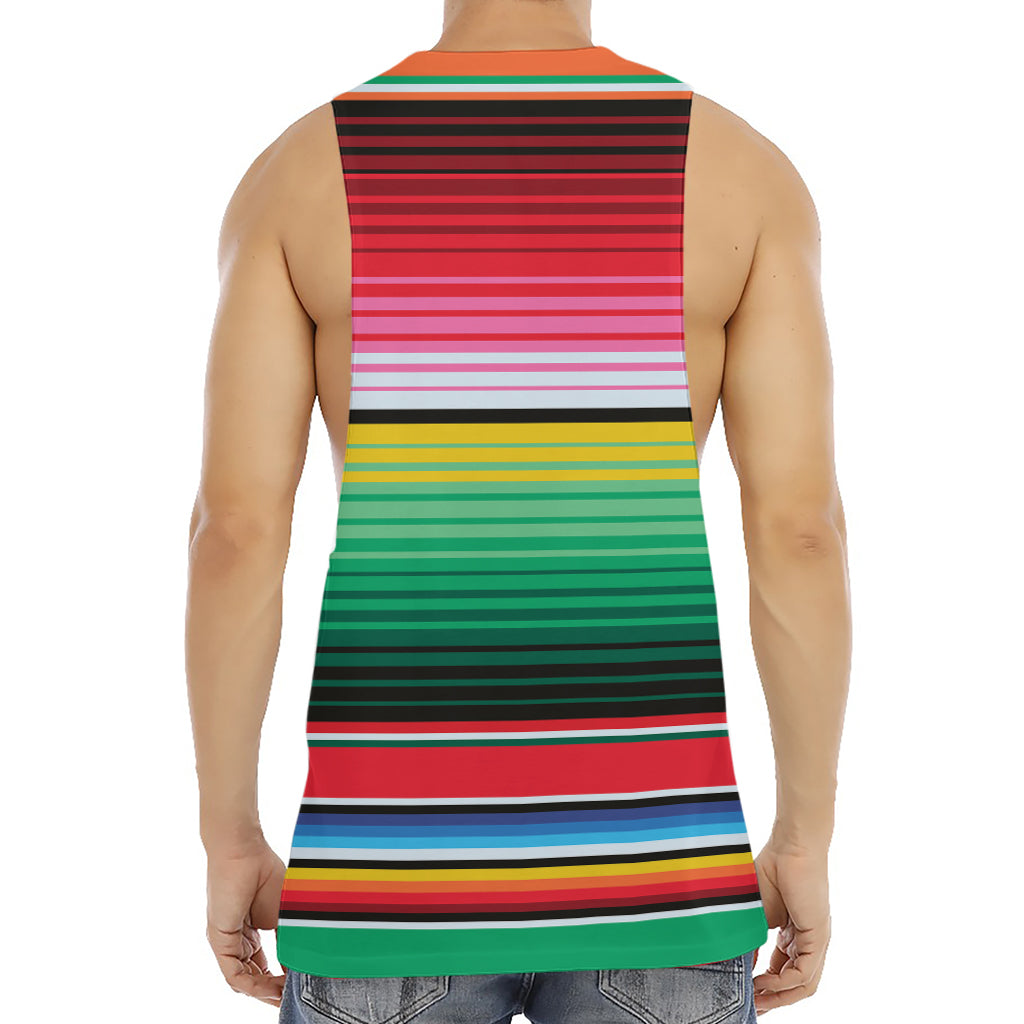 Colorful Mexican Serape Stripe Print Men's Muscle Tank Top