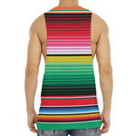 Colorful Mexican Serape Stripe Print Men's Muscle Tank Top
