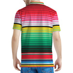 Colorful Mexican Serape Stripe Print Men's Polo Shirt