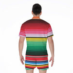 Colorful Mexican Serape Stripe Print Men's Rompers
