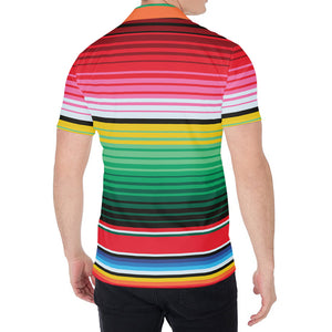 Colorful Mexican Serape Stripe Print Men's Shirt