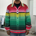 Colorful Mexican Serape Stripe Print Men's Shirt Jacket