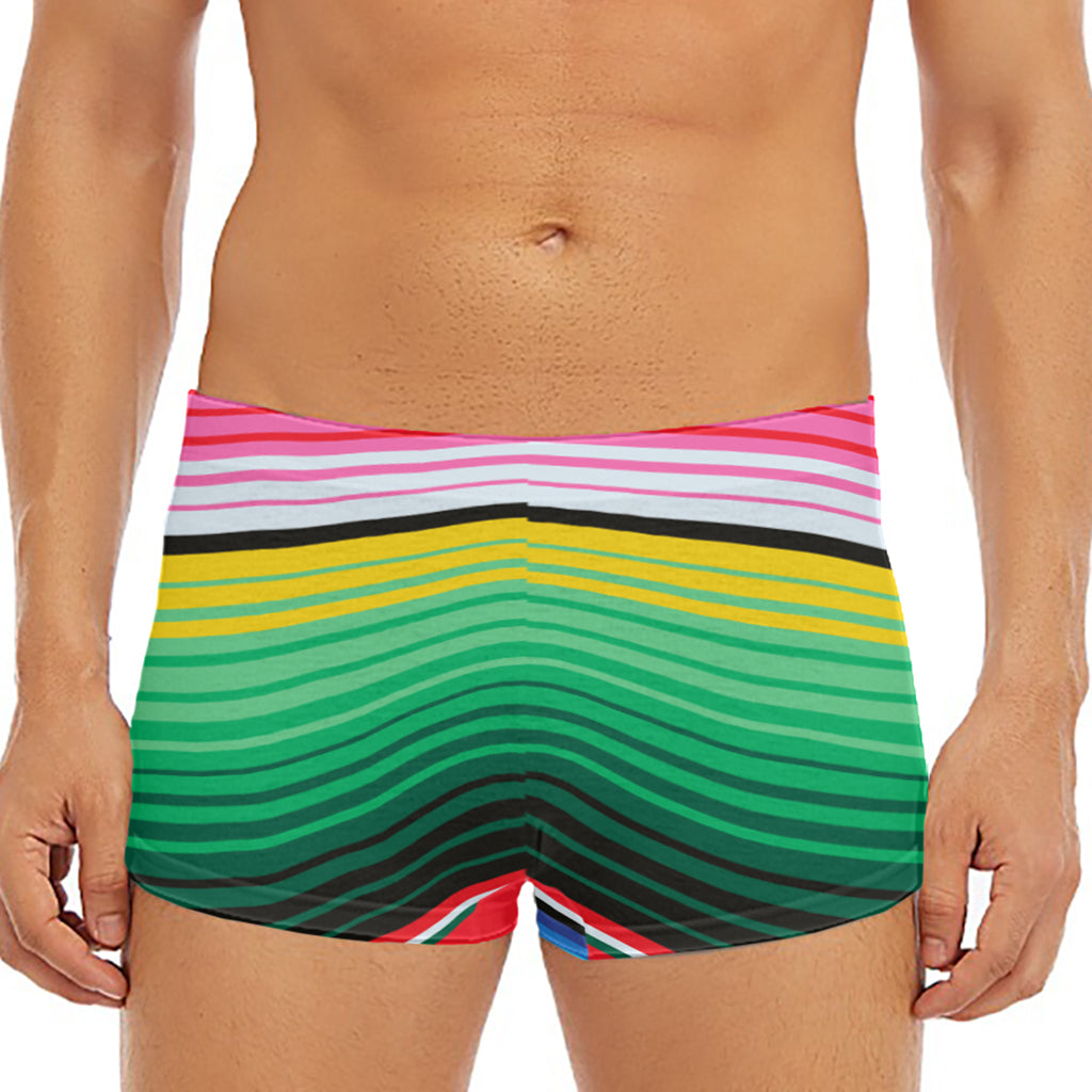 Colorful Mexican Serape Stripe Print Men's Short Boxer Briefs