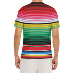 Colorful Mexican Serape Stripe Print Men's Short Sleeve Rash Guard