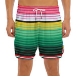 Colorful Mexican Serape Stripe Print Men's Split Running Shorts