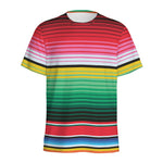 Colorful Mexican Serape Stripe Print Men's Sports T-Shirt