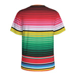 Colorful Mexican Serape Stripe Print Men's Sports T-Shirt