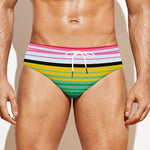 Colorful Mexican Serape Stripe Print Men's Swim Briefs