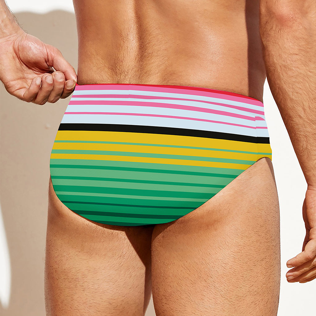 Colorful Mexican Serape Stripe Print Men's Swim Briefs