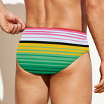 Colorful Mexican Serape Stripe Print Men's Swim Briefs