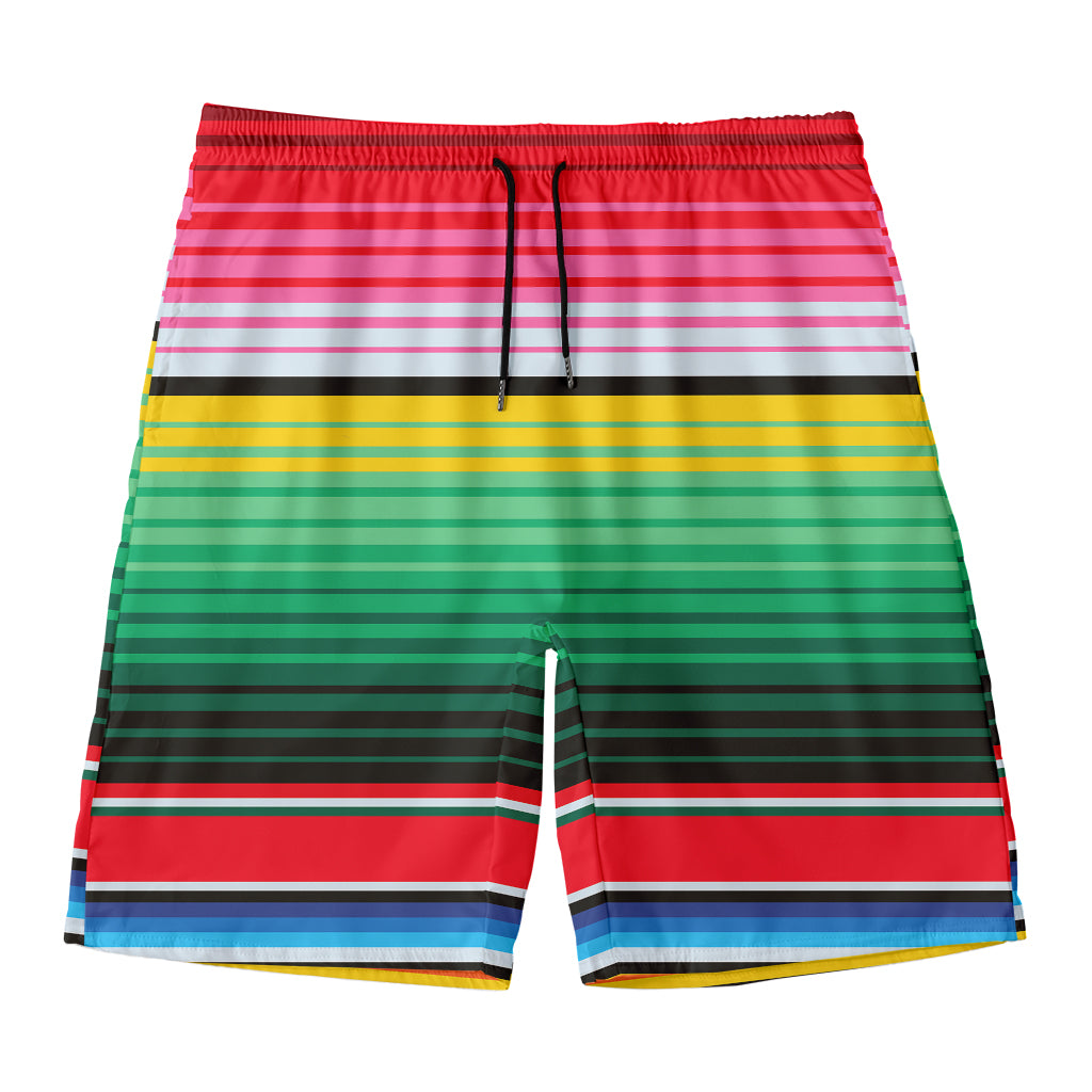 Colorful Mexican Serape Stripe Print Men's Swim Trunks