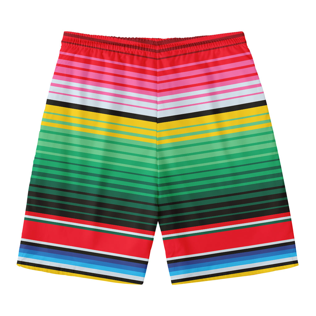 Colorful Mexican Serape Stripe Print Men's Swim Trunks