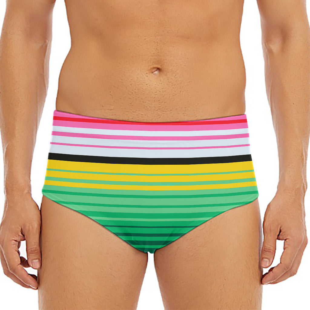 Colorful Mexican Serape Stripe Print Men's Triangle Swim Briefs