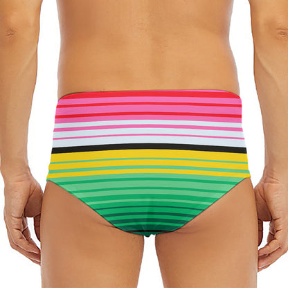 Colorful Mexican Serape Stripe Print Men's Triangle Swim Briefs