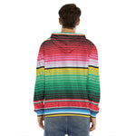 Colorful Mexican Serape Stripe Print Men's Velvet Pullover Hoodie