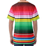 Colorful Mexican Serape Stripe Print Men's Velvet T-Shirt