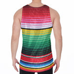 Colorful Mexican Serape Stripe Print Men's Velvet Tank Top