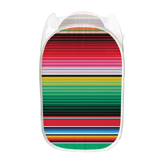 Colorful Mexican Serape Stripe Print Mesh Laundry Hamper