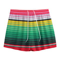 Colorful Mexican Serape Stripe Print Mesh Shorts