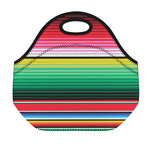 Colorful Mexican Serape Stripe Print Neoprene Lunch Bag