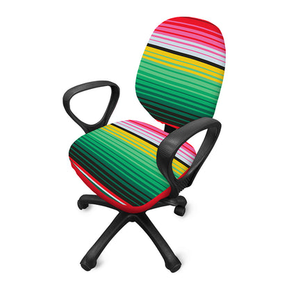Colorful Mexican Serape Stripe Print Office Chair Cover