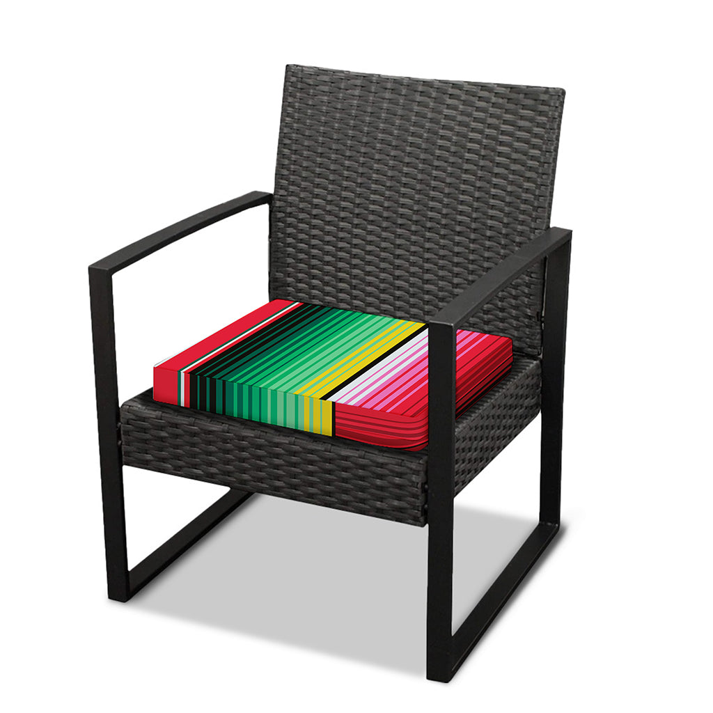 Colorful Mexican Serape Stripe Print Outdoor Seat Cushion Cover