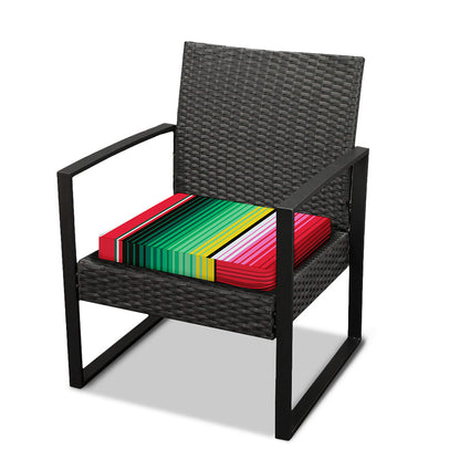 Colorful Mexican Serape Stripe Print Outdoor Seat Cushion Cover