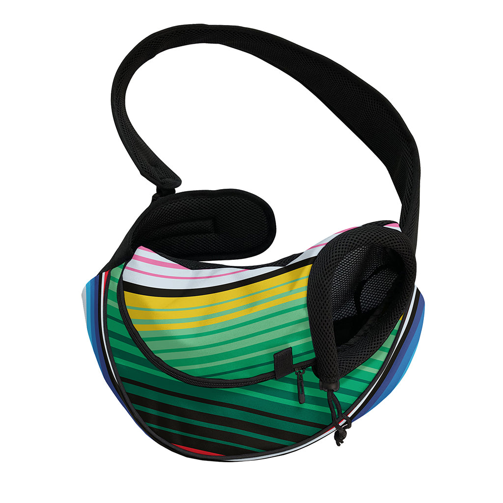 Colorful Mexican Serape Stripe Print Pet Sling Carrier