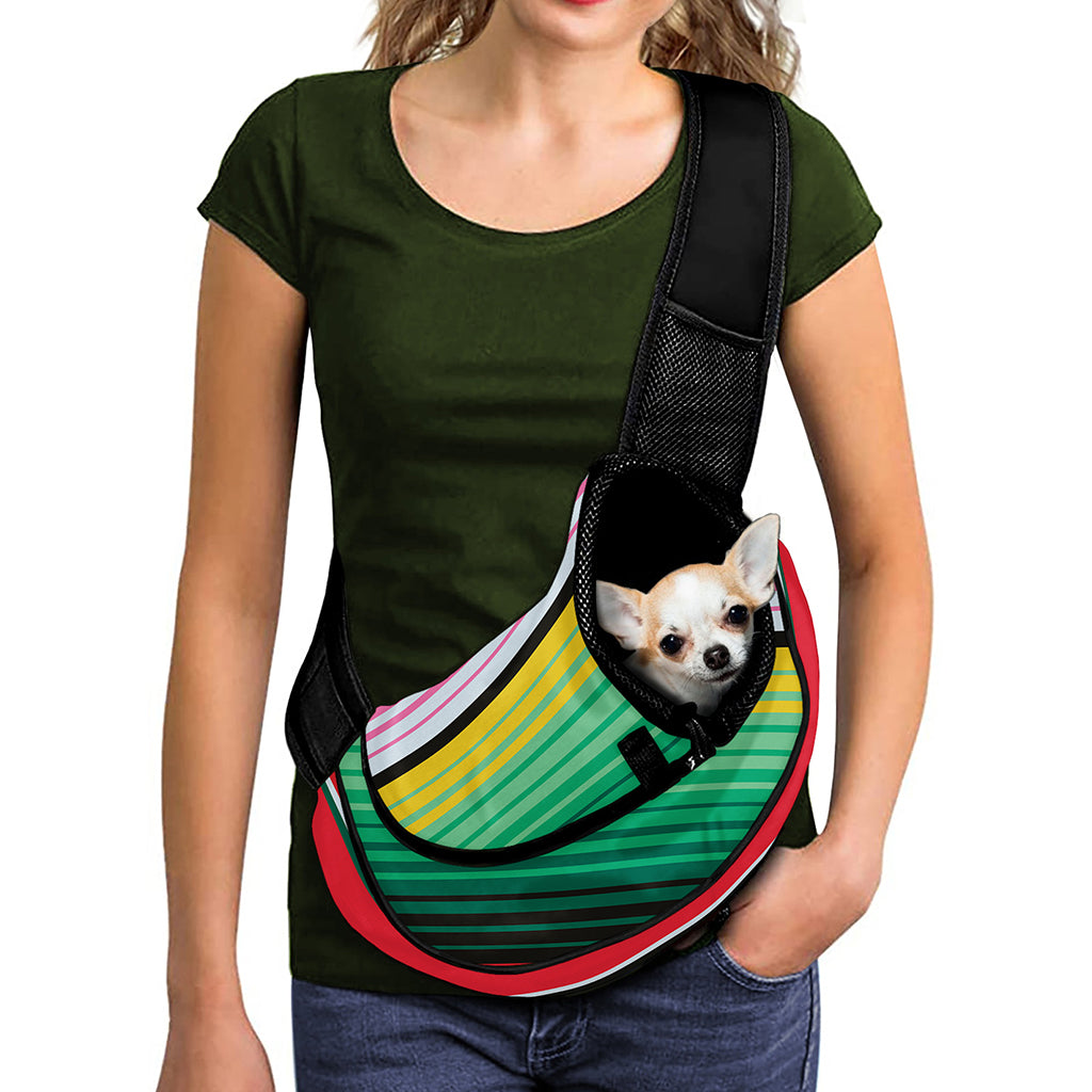 Colorful Mexican Serape Stripe Print Pet Sling Carrier