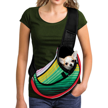 Colorful Mexican Serape Stripe Print Pet Sling Carrier