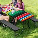 Colorful Mexican Serape Stripe Print Picnic Table Cover