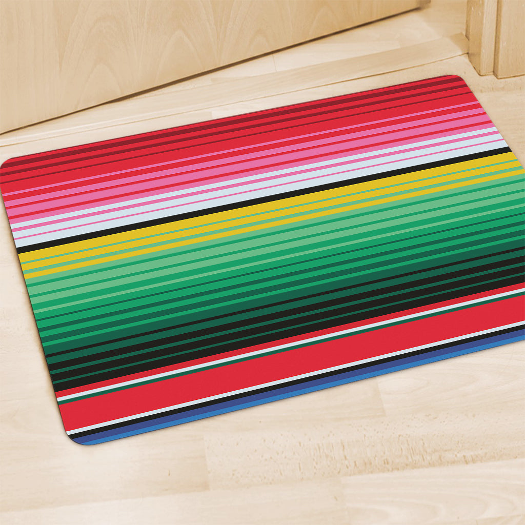 Colorful Mexican Serape Stripe Print Polyester Doormat