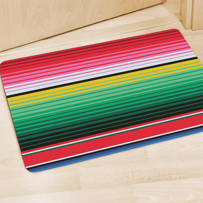 Colorful Mexican Serape Stripe Print Polyester Doormat